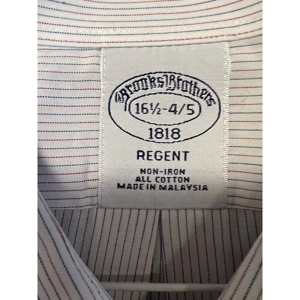 Brooks Brothers Regent Cotton Dress Shirt  Blue and Red Striped 16.5 4/5
